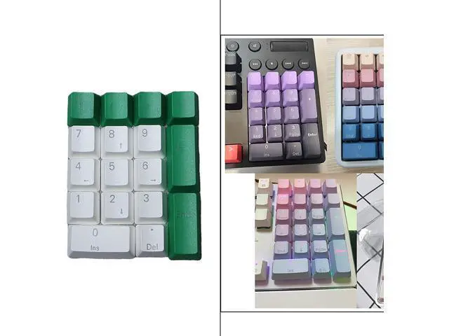Alt view image 5 of 6 - Kesoto Mechanical Gaming Keyboard Numeric Keycaps, PBT Keycaps, Dustproof Waterproof Anti-Slip Home Custom Keycaps for Numeric Keypad - Green White, 17Key for OEM