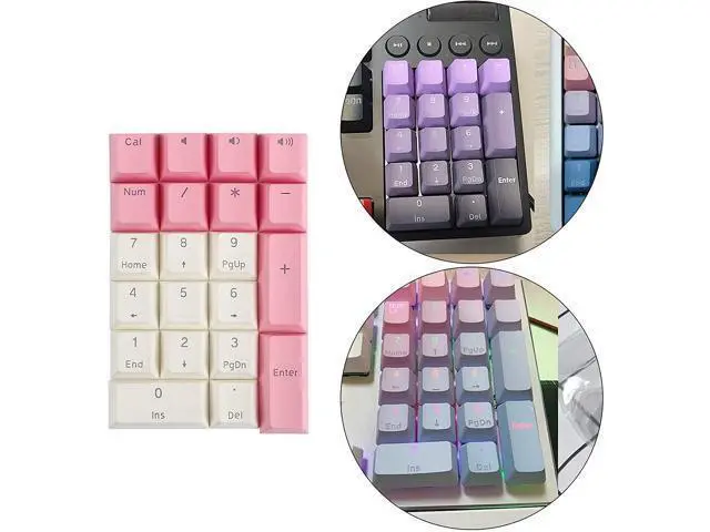 Alt view image 3 of 6 - Kesoto Mechanical Gaming Keyboard Numeric Keycaps, PBT Keycaps, Dustproof Waterproof Anti-Slip Home Custom Keycaps for Numeric Keypad - Pink White, 21Key for Cherry