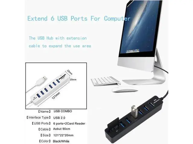 Alt view image 3 of 5 - USB Hub 3/6 Port Expander Hub High Speed Multi USB Splitter 2.0 Hub 3 Hub 3.0 Multiple USB3.0 TF SD Card Reader For PC