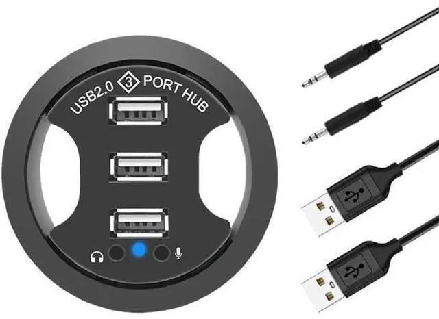 Main image of USB Hub USB 2.0 Desktop Grommet USB 2.0 Hub Audio Desk Mount Adapter 3 Port Mount in Desk Multi USB 2.0 Ports