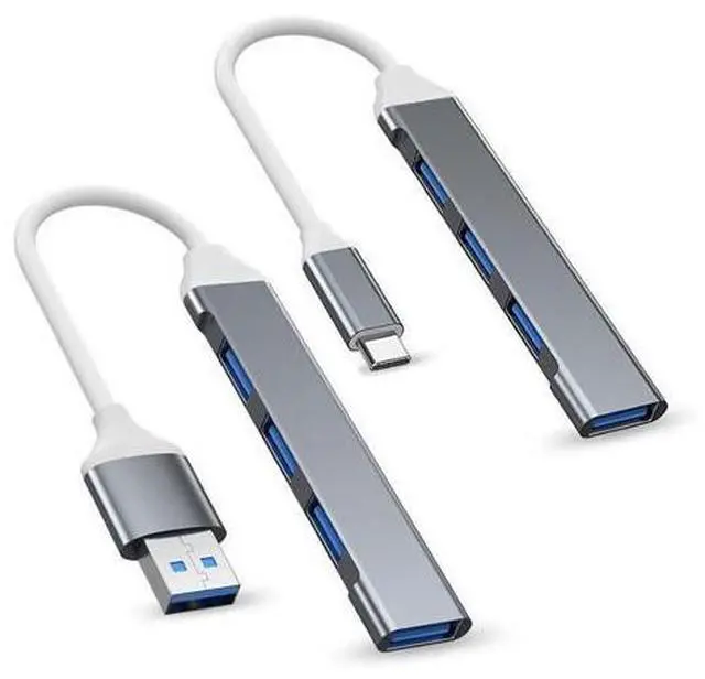 Alt view image 2 of 6 - USB hub extender - Four-in-one hub, Type-C to four-outlet docking station, external device for connecting computers and mobile phones, converter USB 3.0 black line gray color