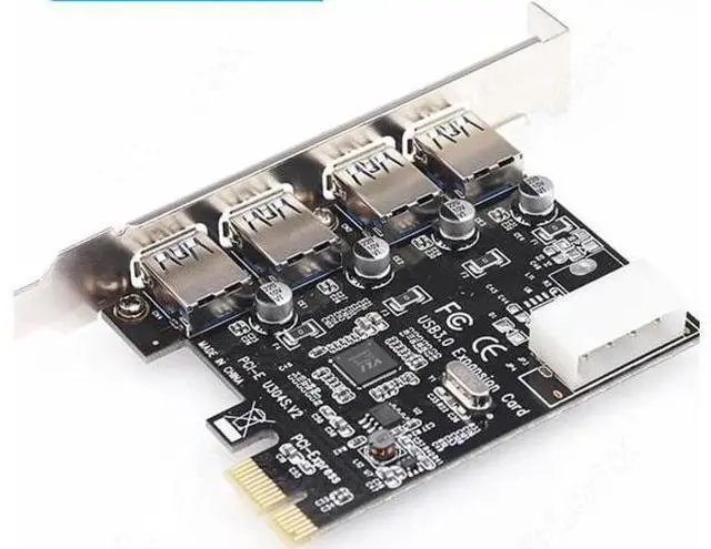 Alt view image 3 of 6 - 4 Port USB3.0 PCIe 1x PCI Express Adapter Expaon Control Card 5Gbps with 4Pin Power Connector USB 3.0 Hub Chipset VIA VL805