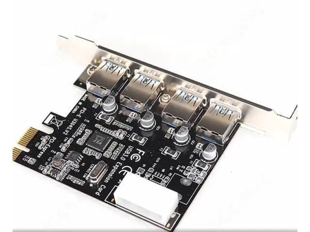 Alt view image 4 of 6 - 4 Port USB3.0 PCIe 1x PCI Express Adapter Expaon Control Card 5Gbps with 4Pin Power Connector USB 3.0 Hub Chipset VIA VL805