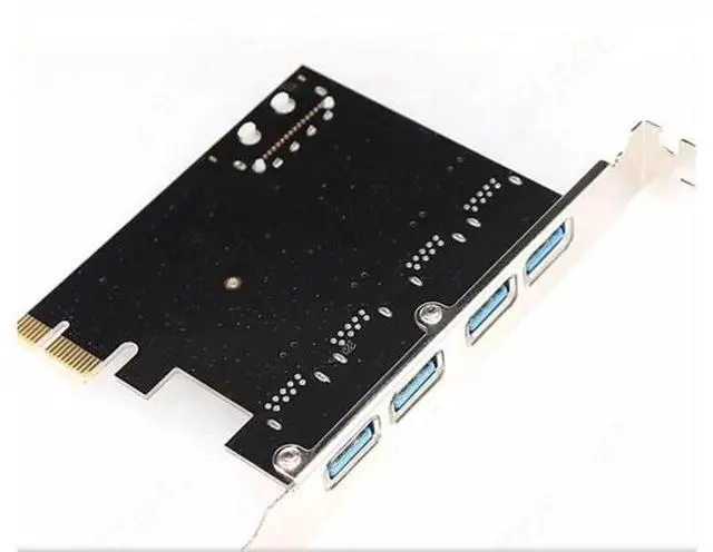 Alt view image 6 of 6 - 4 Port USB3.0 PCIe 1x PCI Express Adapter Expaon Control Card 5Gbps with 4Pin Power Connector USB 3.0 Hub Chipset VIA VL805