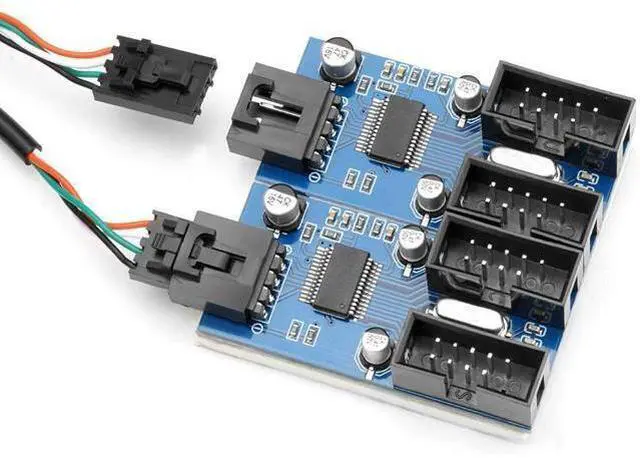 Alt view image 3 of 5 - Rocketek Motherboard USB 2.0 9pin Header 1 to 4 Exteon Hub Splitter Adapter - Converter MB USB 2.0 Female to 4 Female - 30CM USB 9-pin Internal Cable 9 pin Connector Adapter Port Multiplier