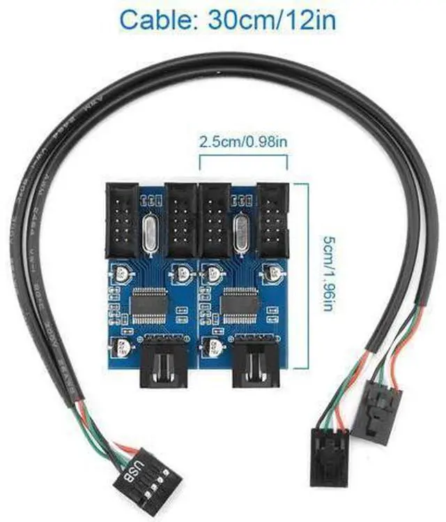 Alt view image 4 of 5 - Rocketek Motherboard USB 2.0 9pin Header 1 to 4 Exteon Hub Splitter Adapter - Converter MB USB 2.0 Female to 4 Female - 30CM USB 9-pin Internal Cable 9 pin Connector Adapter Port Multiplier