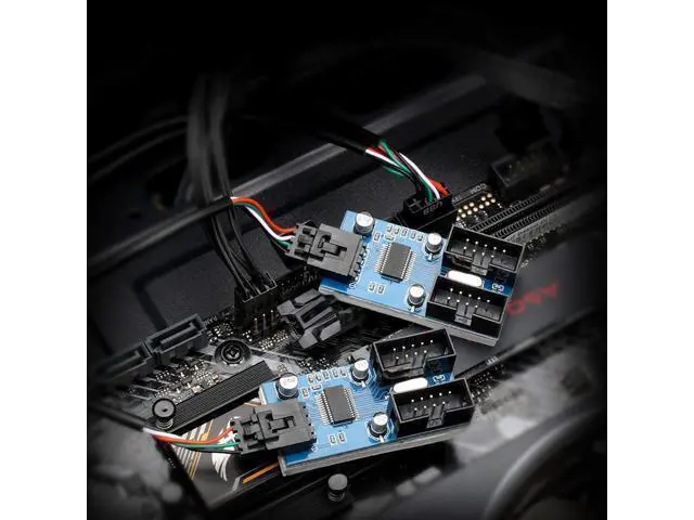 Alt view image 5 of 5 - Rocketek Motherboard USB 2.0 9pin Header 1 to 4 Exteon Hub Splitter Adapter - Converter MB USB 2.0 Female to 4 Female - 30CM USB 9-pin Internal Cable 9 pin Connector Adapter Port Multiplier