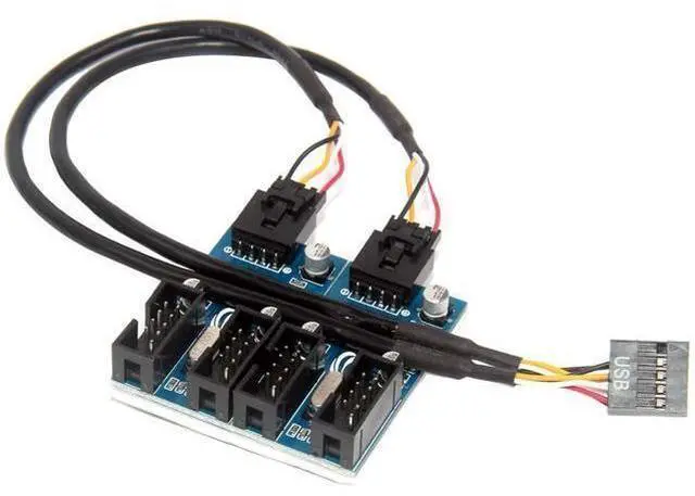 Main image of XT-XINTE Motherboard USB 2.0 9pin Header 1 to 2/4 Exteon Hub Splitter Adapter - Converter MB USB 2.0 Female to 2 or 4 Female - 30CM 9-pin Internal Cable Connector Adapter Port Multiplier (1 to 4)