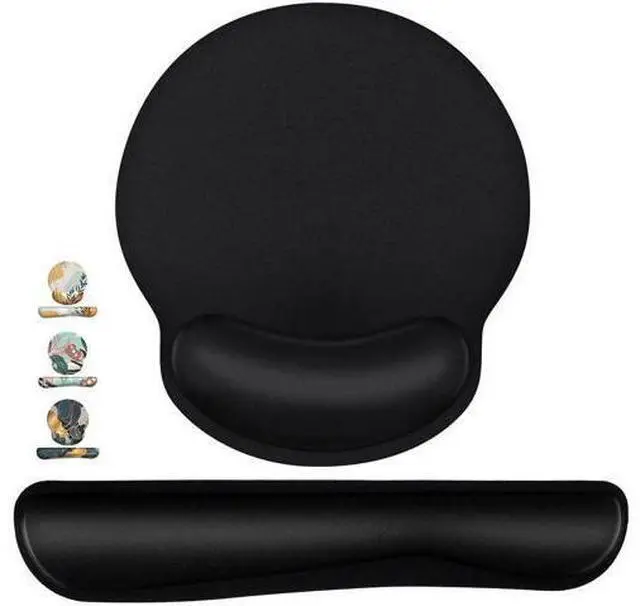 Main image of Mouse Pad and Keyboard Wrist Rest- Ergonomic Wrist Pad for Computer Keyboard and Mouse Pad, Memory Foam Wrist Support for Comfy Typing (Mouse pad Set, Classic Black)