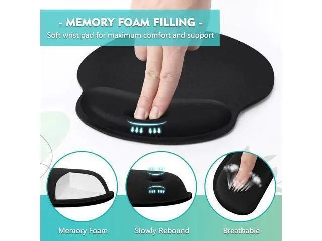 Alt view image 3 of 6 - Mouse Pad and Keyboard Wrist Rest- Ergonomic Wrist Pad for Computer Keyboard and Mouse Pad, Memory Foam Wrist Support for Comfy Typing (Mouse pad Set, Classic Black)