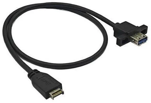 Alt view image 5 of 5 - USB 3.2 front panel cable of TYPE-E KEY-A to USB-AM short cable 10G chassis with screw holes present