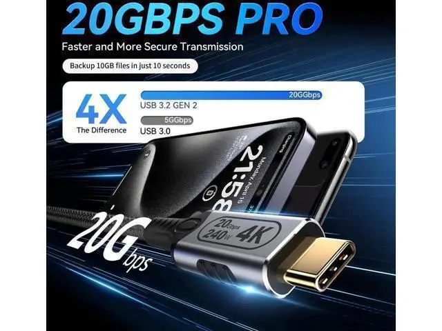 Alt view image 4 of 7 - Type c to Type c Cable,20gbps USB c 3.2 gen 2,4k@60Hz Video,usbc Cable Monitor,240w USB c Cable,high Speed USB c Cable,6FT USB c Cord