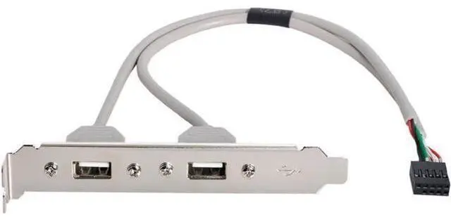 Main image of 2 Port USB 2.0 Type A Female Screw to USB 2.0 9 Pin Motherboard Header Panel Cable with Bracket Bracket Computer Accessory Cord
