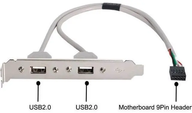 Alt view image 4 of 6 - 2 Port USB 2.0 Type A Female Screw to USB 2.0 9 Pin Motherboard Header Panel Cable with Bracket Bracket Computer Accessory Cord