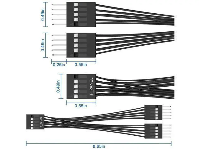 Alt view image 4 of 6 - PC Power Switch Splitter, 9 Pin Motherboard Jumper Splitter 1 Female to 2 Male for Power SW, Reset SW, LED - PC Motherboard Adapter