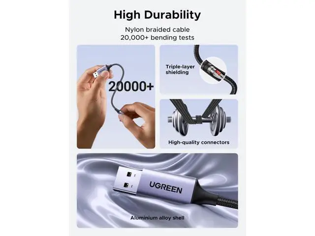 Alt view image 4 of 7 - UGREEN USB to 3.5mm Jack Audio Adapter Sound Card Support Mic TRRS Headphone DAC 24bit 96kHz Nylon Braided USB to Aux Jack Compatible with Windows Mac Linux PC PS5 PS4 Switch 2 Speaker, 9.8 Inch