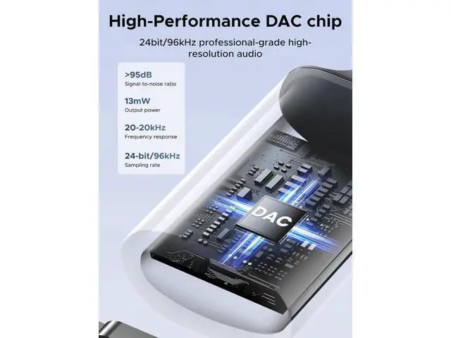 Alt view image 7 of 7 - UGREEN USB to 3.5mm Jack Audio Adapter Sound Card Support Mic TRRS Headphone DAC 24bit 96kHz Nylon Braided USB to Aux Jack Compatible with Windows Mac Linux PC PS5 PS4 Switch 2 Speaker, 9.8 Inch