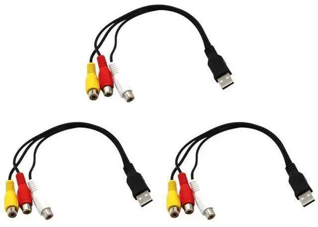 Main image of 3X USB To 3RCA Cable USB Female To 3 RCA Rgb Video AV Composite Adapter Converter Cable Cord Connector Lead
