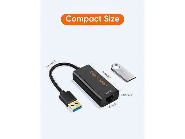 Alt view image 6 of 7 - USB 3.0 Network Adapter, High Performance Gold Plated USB to RJ45 Gigabit Ethernet Adapter Supporting 10/100/1000 Mbps Ethernet, No Driver Required, Black