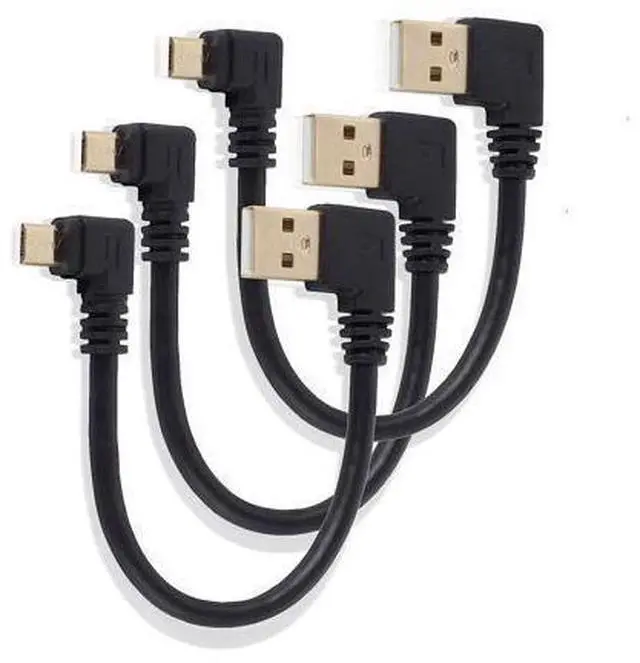 Main image of Right Angle Micro USB Cable, Micro USB 6 Inches Cord Short Micro USB Cable, USB Male to Micro USB Male Adapter Cable, Gold Plated 90 Degree Micro USB Charge Transfer Lead (5 Pin Micro USB, 3 PCS)