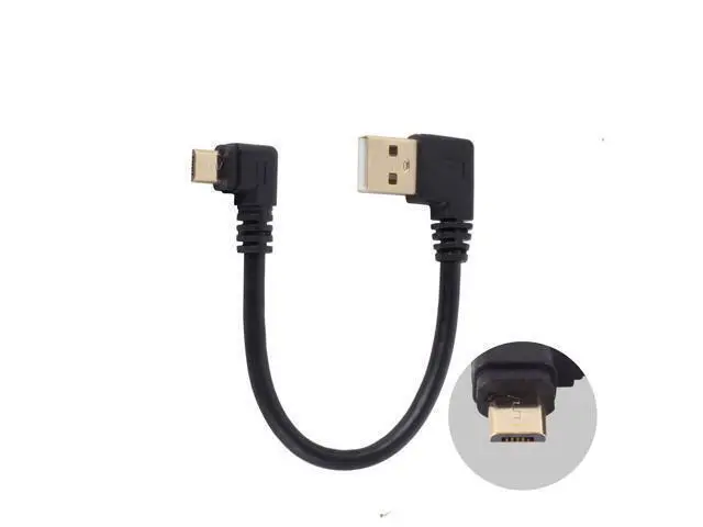 Alt view image 2 of 6 - Right Angle Micro USB Cable, Micro USB 6 Inches Cord Short Micro USB Cable, USB Male to Micro USB Male Adapter Cable, Gold Plated 90 Degree Micro USB Charge Transfer Lead (5 Pin Micro USB, 3 PCS)