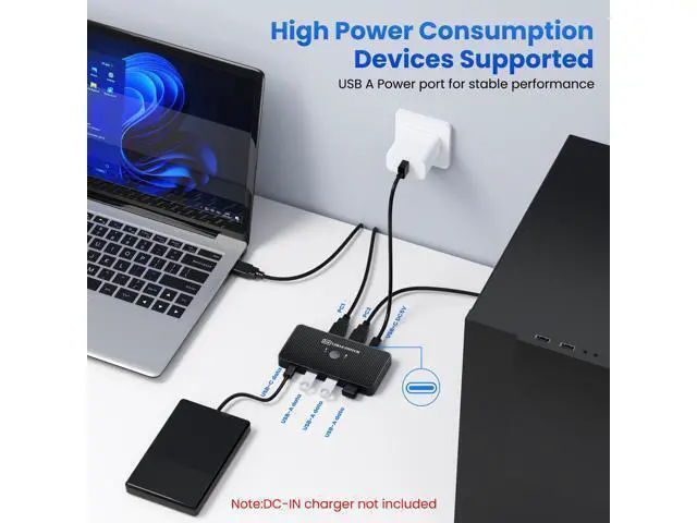 Alt view image 5 of 5 - Bidirectional switcher, 2-in-4-out adapter, computer docking station splitter, high-speed Type-C