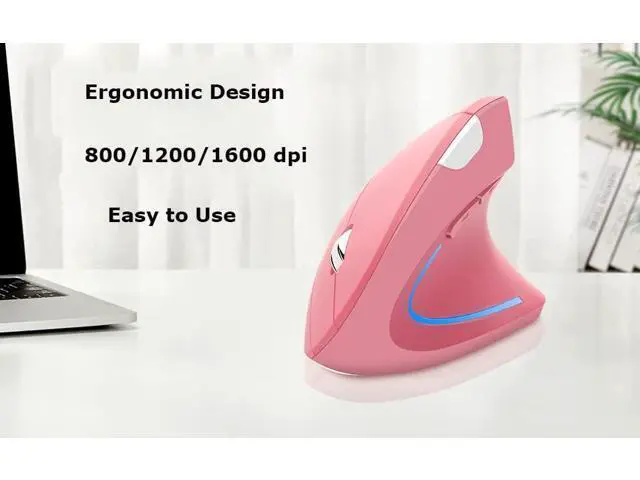 Alt view image 6 of 6 - Wireless Mouse Ergonomic Vertical Ergo High Presion Optical Lightweight Cordless LED Light Large Cute Wireless Mouse for Laptop Computer Mac Office Girl Boy Adults Gift , 800/1200/1600 DPI, 6 Buttons