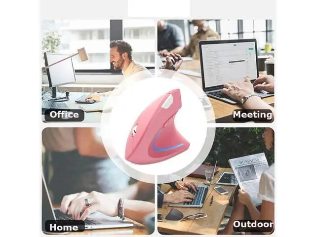 Alt view image 3 of 6 - Wireless Mouse Ergonomic Vertical Ergo High Presion Optical Lightweight Cordless LED Light Large Cute Wireless Mouse for Laptop Computer Mac Office Girl Boy Adults Gift , 800/1200/1600 DPI, 6 Buttons