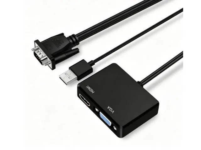 Alt view image 4 of 5 - wusu VGA to HDMI converter with audio power supply interface for TV, projector and monitor. Supports dual display.