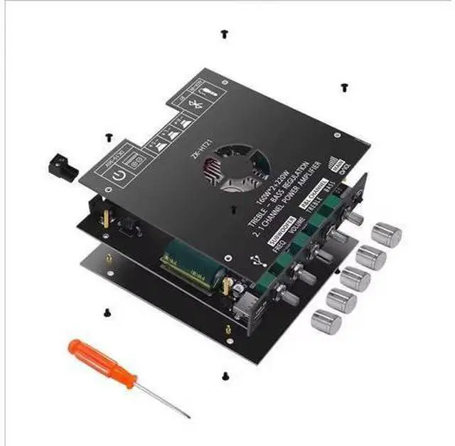 Main image of ZK-HT21 Bluetooth digital power amplifier module - 2.1 channel TDA7498E high and low frequency tone control power amplifier module neutral tone