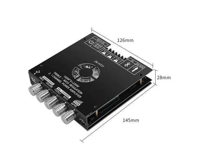 Alt view image 3 of 5 - ZK-HT21 Bluetooth digital power amplifier module - 2.1 channel TDA7498E high and low frequency tone control power amplifier module neutral tone