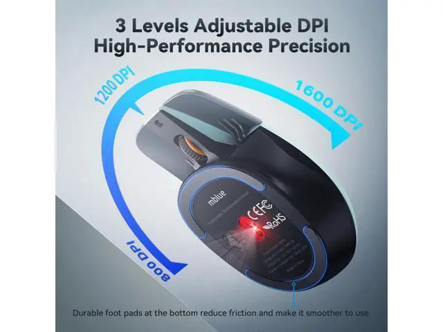 Alt view image 3 of 6 - Type C Wireless Mouse, Lightweight Portable USB C MacBook Wireless Mouse, Dual Mode 2.4G Cordless Mice with Nano USB and Type C Receiver Compatible with PC, Laptop, MacBook and All Type C Devices