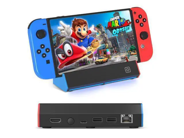 Alt view image 3 of 5 - Switch HDMI video conversion Gigabit Ethernet port portable gaming base station for connecting to TV to expand handheld console,SW-2301DA Black (Gigabit Network Port)