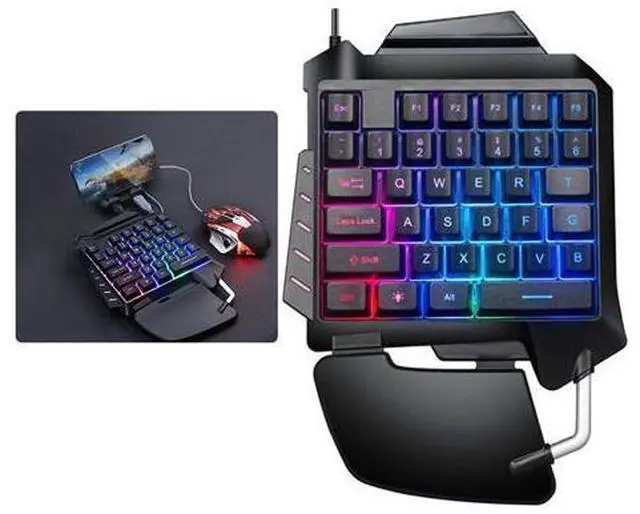 Alt view image 2 of 3 - 1pc One-Handed Mechanical Gaming Keyboard RGB Backlit Portable Mini Gaming Keypad Game Controller forPS4/Xbox PC Gamer