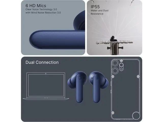 Alt view image 5 of 6 - CMF Buds 2 Plus 2025 New Wireless Earbuds Adaptive Noise Cancelling, Hi-Res Audio Bluetooth Headphones, 12mm Drivers for Deep Bass, 50dB ANC 61.5H Playtime, Sport Ear Buds with 6 Mics, Blue