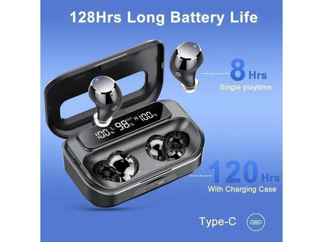 Alt view image 2 of 7 - Ear Buds Wireless Bluetooth Earbuds Bluetooth 5.3 Headphones with 4 ENC Noise Cancelling Mic Powerful Bass In-Ear Earbuds with LED Display 128H IP7 Waterproof 2025 New Earphones for ios/Android