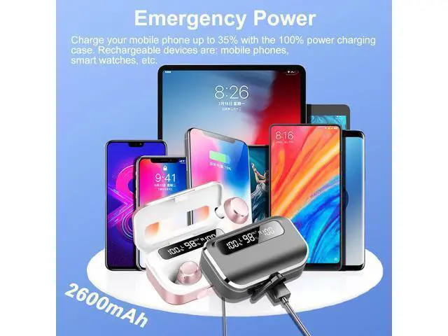 Alt view image 3 of 7 - Ear Buds Wireless Bluetooth Earbuds Bluetooth 5.3 Headphones with 4 ENC Noise Cancelling Mic Powerful Bass In-Ear Earbuds with LED Display 128H IP7 Waterproof 2025 New Earphones for ios/Android