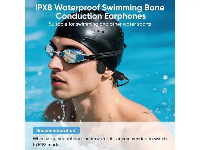 Alt view image 2 of 7 - Swimming Headphone, Bone Conduction Headphone IPX8 Water Proof Open Design Bluetooth Swimming Running Workout Earphone with 32GB Memory