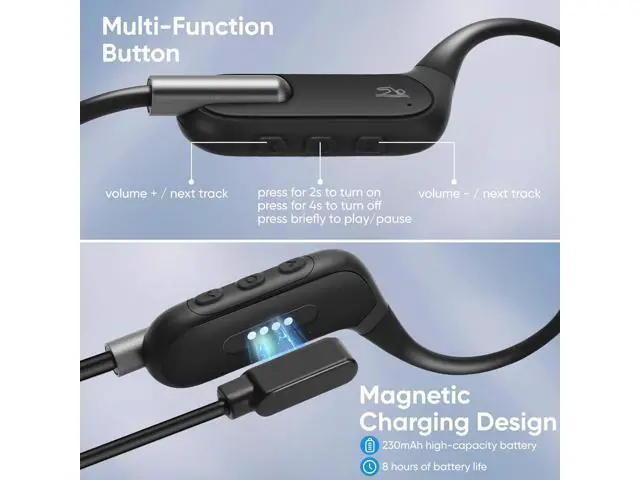 Alt view image 6 of 7 - Swimming Headphone, Bone Conduction Headphone IPX8 Water Proof Open Design Bluetooth Swimming Running Workout Earphone with 32GB Memory