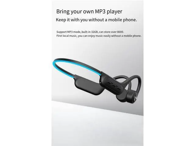 Alt view image 4 of 7 - Bone Conduction Headphones Swimming Open Ear Headphones Wireless Bluetooth 5.3 Air Conduction Headphones with Breathing Light, IP68 Waterproof Earbuds Built-in MP3 Player 32G Memory,White