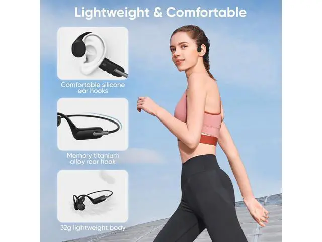 Alt view image 5 of 7 - Swimming Headphone, Bone Conduction Headphone IPX8 Water Proof Open Design Bluetooth Swimming Running Workout Earphone with 32GB Memory