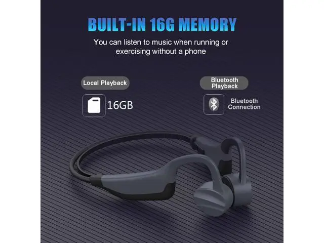 Alt view image 7 of 7 - Bone Conduction Headphones Bone Conduction Wireless Earbuds Swimming Headphones Open Ear Headphones Underwater Headphones For Swimming Built-In Mic Sports Headset With 16G Memory Swimming grey