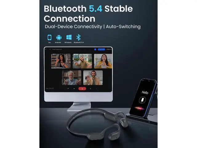 Alt view image 6 of 7 - T10 Fit Open-Ear Headphones Bluetooth 5.4 & 32GB MP3, IPX5 Sweatproof Air Conduction Wireless Sports Earphones with Mic, Lightweight 26g for Running, Cycling, Bone Conduction Headphones Alternative