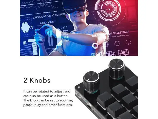 Alt view image 2 of 7 - 12Key Mechanical Gaming Keypad with 2 Knobs, Programming Macro Keys OSU Gaming Keyboard, DIY USB Mini Keypad for Computer Universal