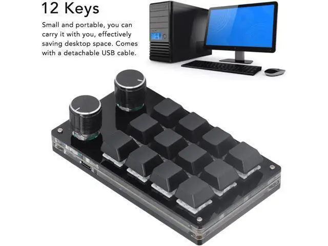 Alt view image 3 of 7 - 12Key Mechanical Gaming Keypad with 2 Knobs, Programming Macro Keys OSU Gaming Keyboard, DIY USB Mini Keypad for Computer Universal