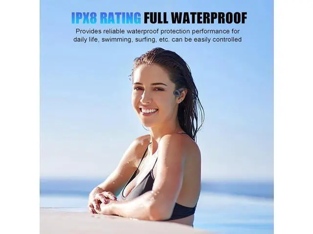 Alt view image 4 of 7 - Bone Conduction Headphones Bone Conduction Wireless Earbuds Swimming Earbuds Open Ear Headphones Underwater Earphones for Swimming Built-in Mic Sports Headset with 16G Memory Swimming,Blue