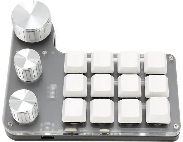 Main image of Dilwe 12 Key Gaming Keyboard Programming Macro keypad, Mini One Handed Keypad with 3 Knobs, Blue Switch Mechanical Memory Function Mini Keypad for Office Gaming