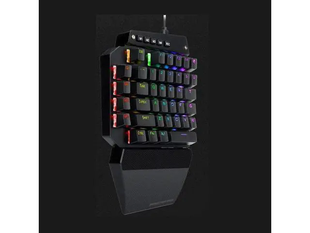 Alt view image 2 of 6 - MUMUJJ One Hand RGB Gaming Keyboard,USB Wired Rainbow Letters Glow Single Hand Keypad, with Wrist Rest Support Multimedia Keys, Backlit Ergonomic Mechanical Feeling for Game