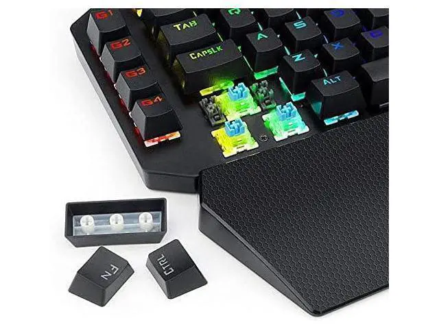 Alt view image 3 of 6 - MUMUJJ One Hand RGB Gaming Keyboard,USB Wired Rainbow Letters Glow Single Hand Keypad, with Wrist Rest Support Multimedia Keys, Backlit Ergonomic Mechanical Feeling for Game