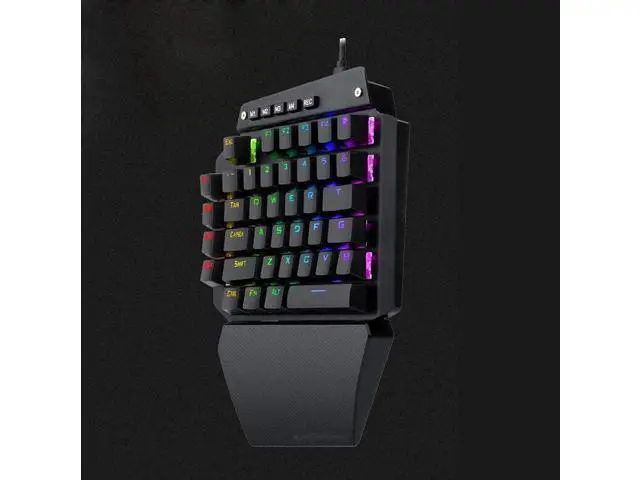 Alt view image 6 of 6 - MUMUJJ One Hand RGB Gaming Keyboard,USB Wired Rainbow Letters Glow Single Hand Keypad, with Wrist Rest Support Multimedia Keys, Backlit Ergonomic Mechanical Feeling for Game